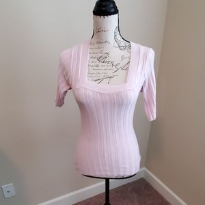 Pink silky knit top. Small